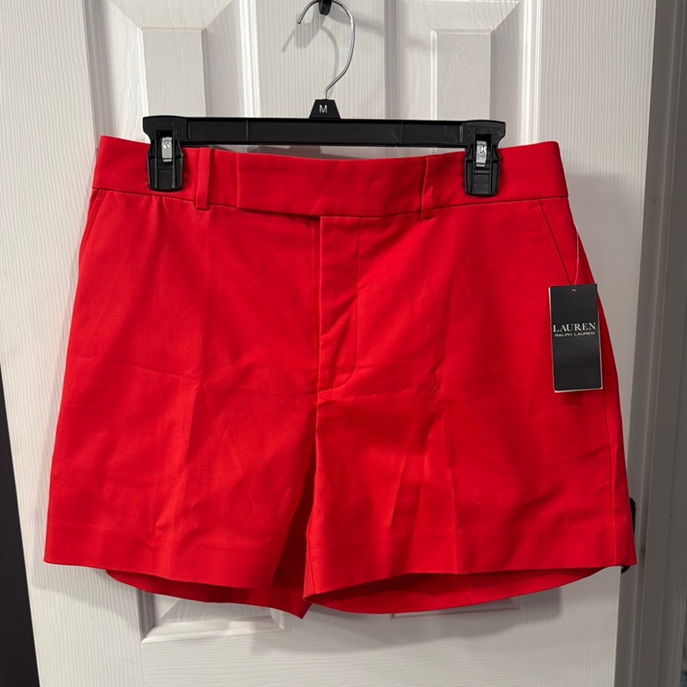 High Waist Red Shorts with Tailored Look
